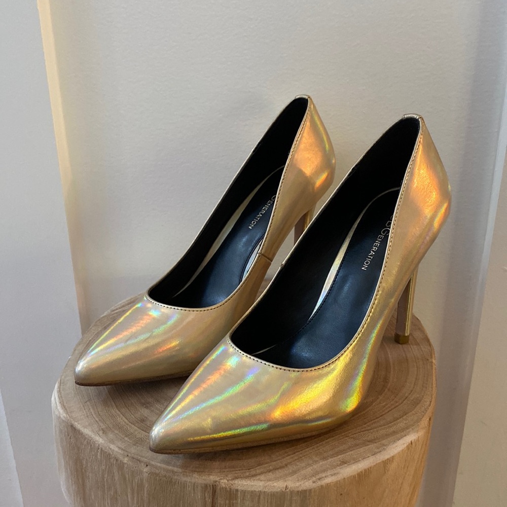 BCBGeneration Gold Hologram High Heel Pump - Size 8